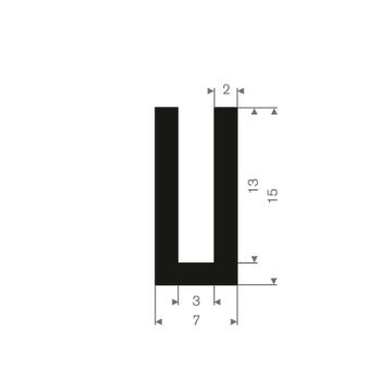 Profil en U caoutchouc compact 3mm - 7x15mm (100m)