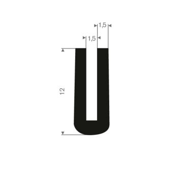 Profil en U caoutchouc compact 1,5mm - 4.5x12mm (100m)
