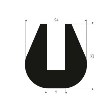 Profil en U caoutchouc compact 7mm - 24x25mm (25m)