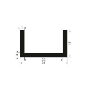 Profil en U caoutchouc compact 25mm - 31x18mm (25m)