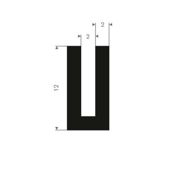 Profil en U caoutchouc compact 2mm - 6x12mm (50m)