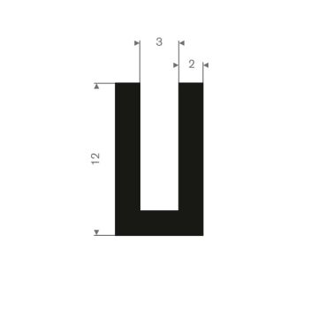 Profil en U caoutchouc compact 3mm - 7x12mm (50m)