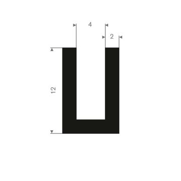 Profil en U caoutchouc compact 4mm - 8x12mm (50m)