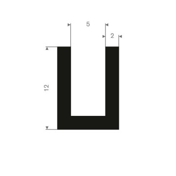 Profil en U caoutchouc compact 5mm - 9x12mm (50m)