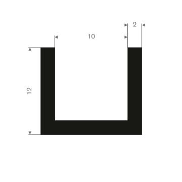 Profil en U caoutchouc compact 10mm - 14x12mm (50m)