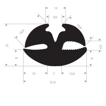Joint caoutchouc fenêtre 31.5x21mm (25m)