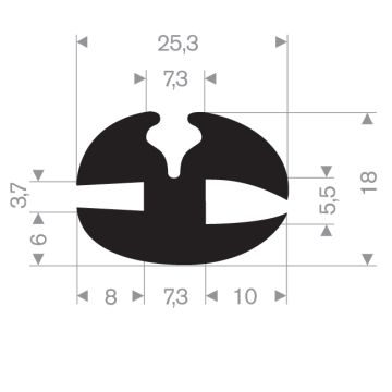 Joint caoutchouc fenêtre 25.3x18mm (25m)