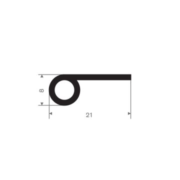 P solid rubber profile 21x8mm (100m)