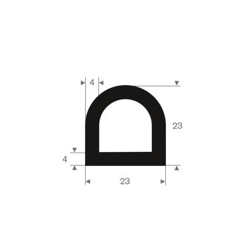 Profil delta antichoc 23 - 23 mm noir (25m)