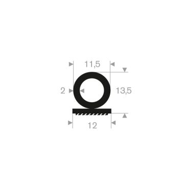 Profil spécial caoutchouc compact 13,5x11,5mm with adhesive (50m)