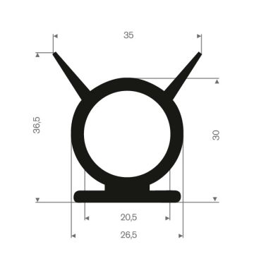 Profil spécial caoutchouc compact 26.5x36.5mm (10m)