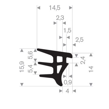 Glazing profile 14.5x15.9mm (100m)