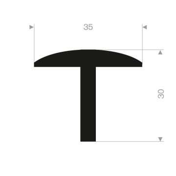 Rubber T profile 35x30mm (50m)
