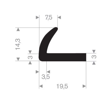 Cornière angle caoutchouc compact 19.5 - 14.3 mm (50m)