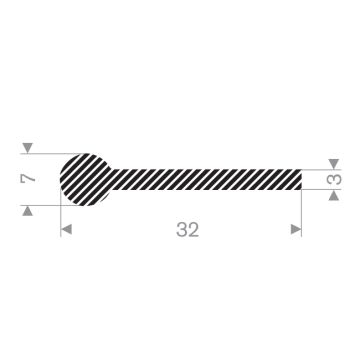 P profile sponge rubber 32x7mm (50m)