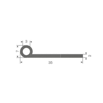 P profile sponge rubber 35x7mm (50m)