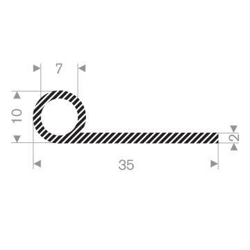 P profile sponge rubber 35x10mm (50m)