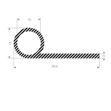 P profile sponge rubber 36,5x13mm (50m)