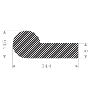 P profile sponge rubber 34x15mm (50m)