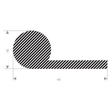 P profile sponge rubber 44x18mm (25m)