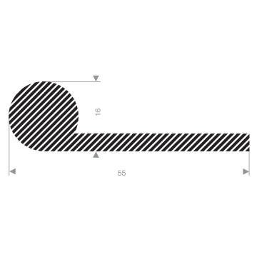 P profile sponge rubber 55x16mm (25m)