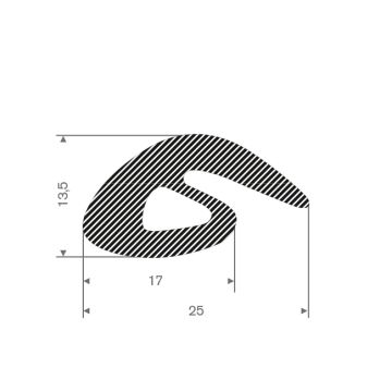 Sponge rubber profile 25x13.5mm (25m)