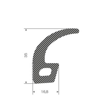 Sponge rubber profile 16.8x35mm (25m)