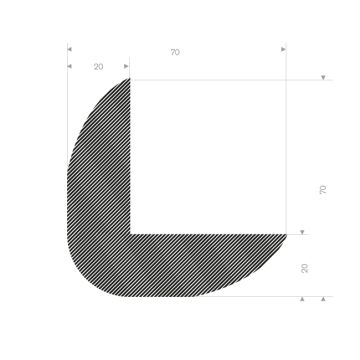 Cornière angle caoutchouc mousse 90x90mm (10m)