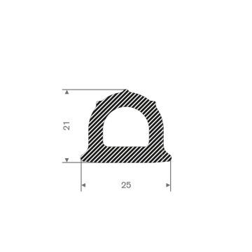 Profil D caoutchouc mousse 25x21mm (25m)