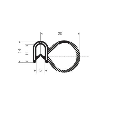 Edge protection seal profile 5mm - 25x14mm (25m)