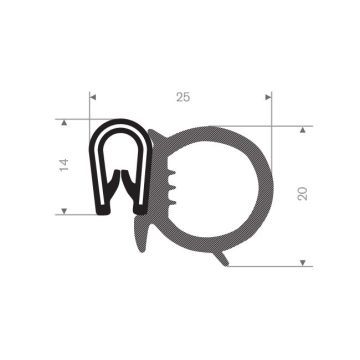 Edge protection seal profile 1.5-3mm - 25x20mm (35m)