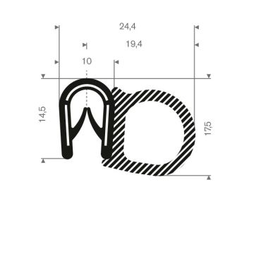 Edge protection seal profile 1-4mm - 24.4x17.5mm (25m)