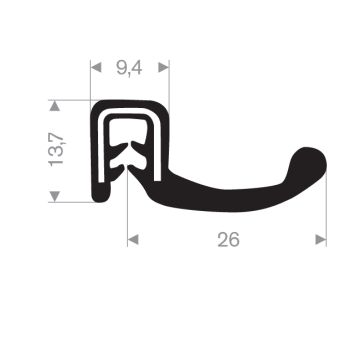 Edge protection seal profile 1.5-4mm - 9.4x26mm (30m)