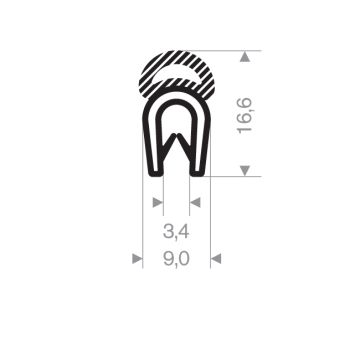 Edge protection seal profile 1.5-3mm - 9x16.6mm (50m)