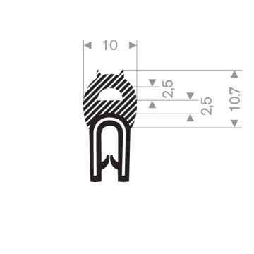 Edge protection seal profile 1-3mm - 10x10.7mm (50m)