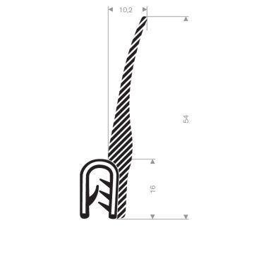 Edge protection seal profile 1.5-5mm - 10.2x54mm (25m)