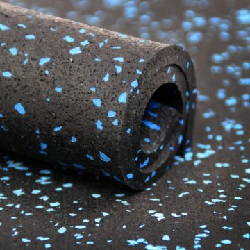 Revêtement salle de sport noir/bleu clair 6 mm - 1.5 x 20 m