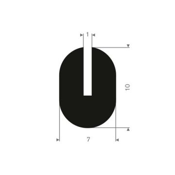 U solid rubber profile 1mm - 7x10mm (100m)