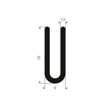U solid rubber profile 3mm - 6x16mm (50m)