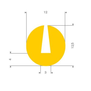 Profil en U caoutchouc compact 3mm yellow 12x12mm (100m)
