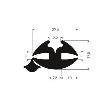 Joint caoutchouc fenêtre 27.5x17.5mm incl. filler (25m)