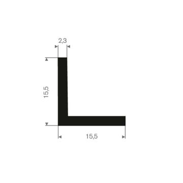 Profil en L 15,5-15,5mm caoutchouc compact (50m)