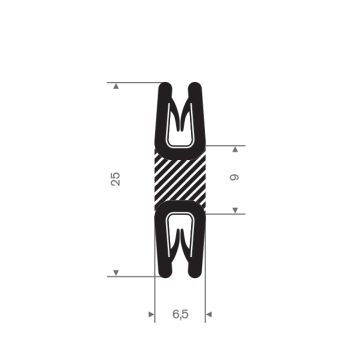 Edge protection profile double 0,5-1,5mm 6,5x25mm (50m)