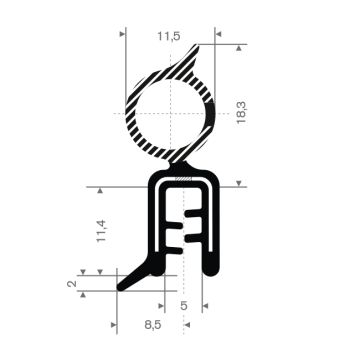 Edge protection seal profile 1.5-3.5mm - 11.5x31.7 (25m)