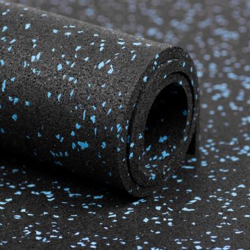Revêtement salle de sport noir/bleu 8 mm - 1.25 x 10 m