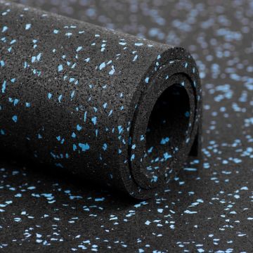 Revêtement salle de sport noir/bleu 6 mm - 1.25 x 10 m