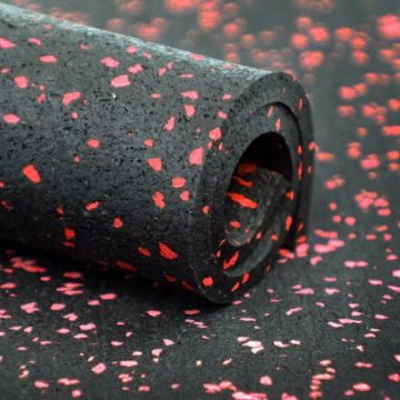 Revêtement salle de sport noir/rouge 6mm - 1.5x20m