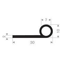 P solid rubber profile  30x10mm (50m)